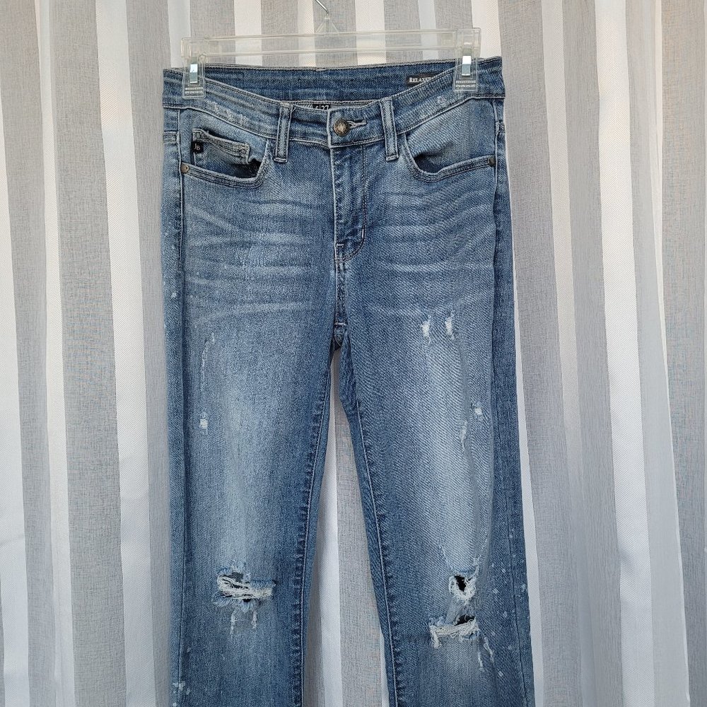 Judy Blue Distressed Paint Splatter Relaxed Fit Jeans Size 5 27 Light Blue